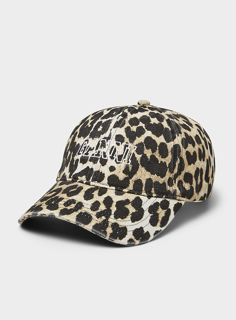 Embroidered Logo Leopard Cap