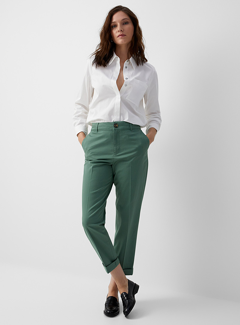 Contemporaine Green Slim-leg chino pant for women