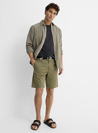 Le 31 Emerald/Kelly Green Stretch chino Bermudas <b>Inseam: 9" (23 cm)</b> for men