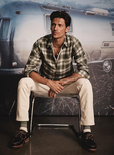 Le 31: Le pantalon velours c&ocirc;tel&eacute; extensible <b>Coupe Stockholm - &Eacute;troite</b> Ivoire pour homme