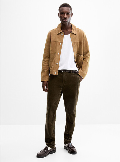 Le 31 Mossy Green Stretch corduroy pant <b>Stockholm fit - Slim</b> for men
