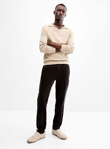 Le 31: Le pantalon velours c&ocirc;tel&eacute; extensible <b>Coupe Stockholm - &Eacute;troite</b> Charbon pour homme