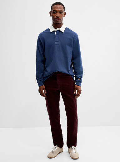 Le 31: Le pantalon velours c&ocirc;tel&eacute; extensible <b>Coupe Stockholm - &Eacute;troite</b> Bourgogne pour homme