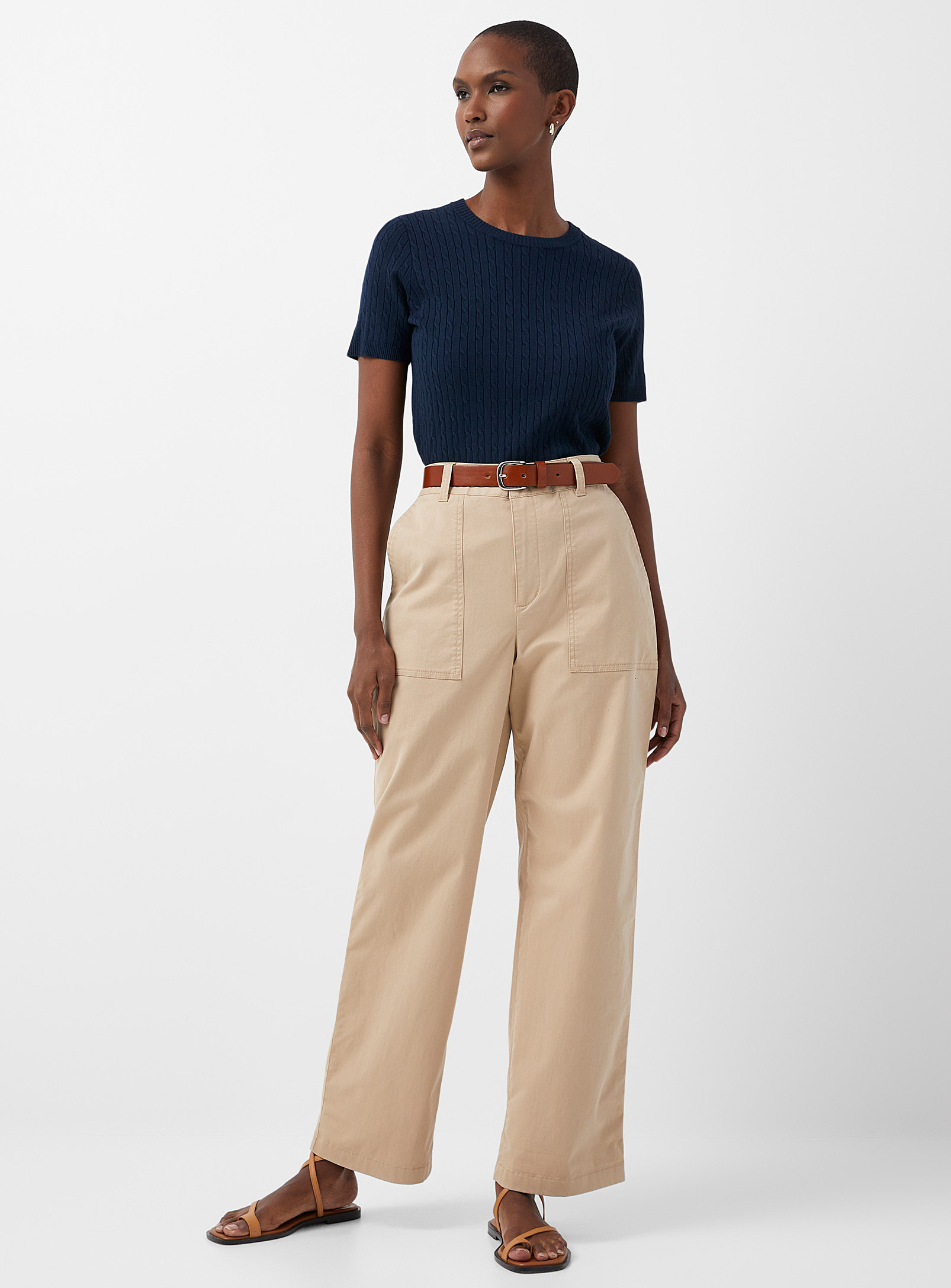 Contemporaine Large Patch Pockets Chino Pant In Sand