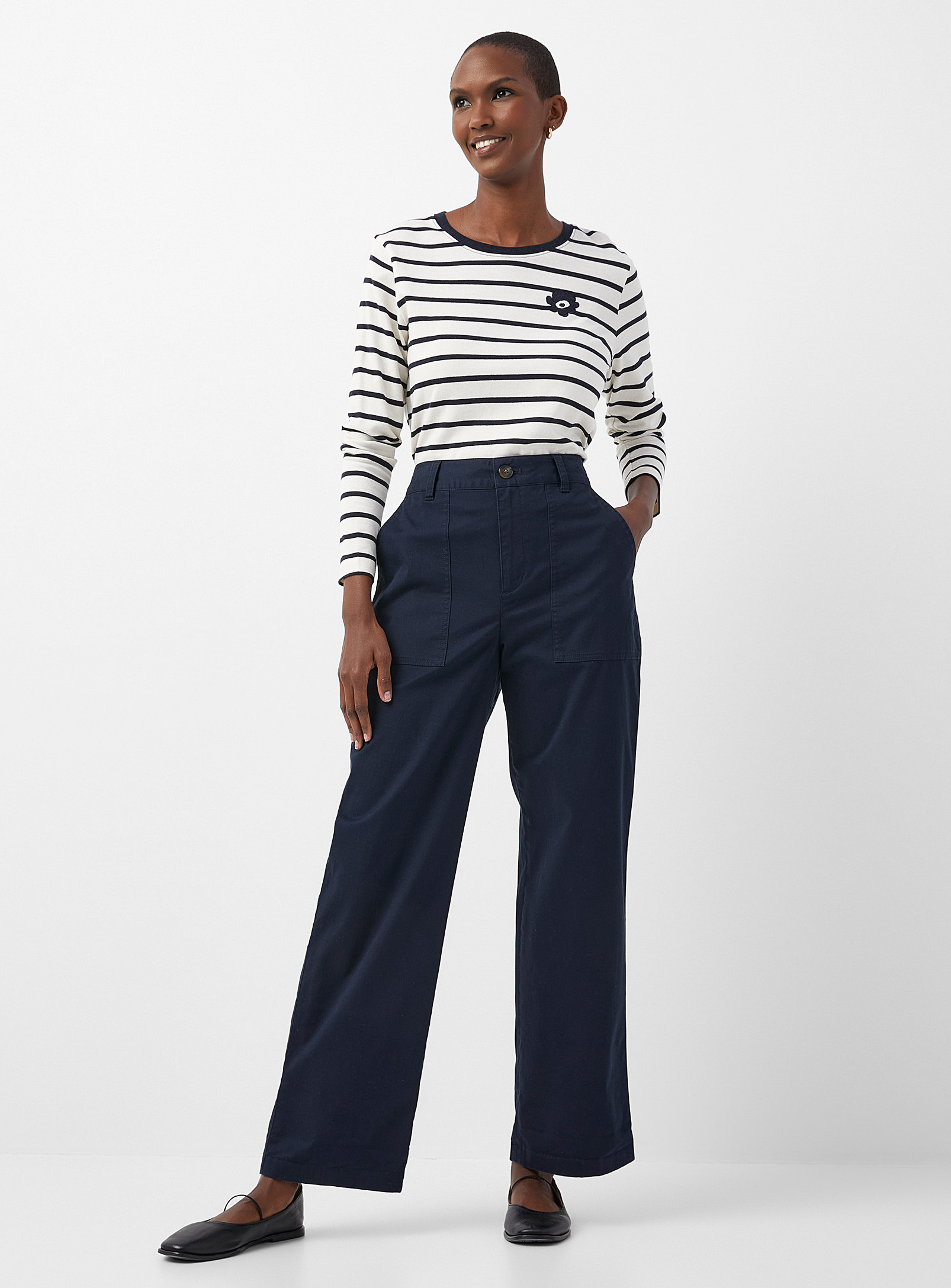 Contemporaine Large Patch Pockets Chino Pant In Navy/midnight Blue