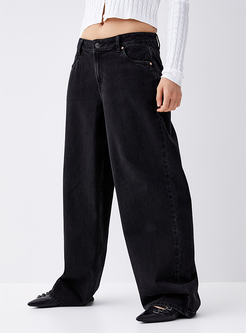 Twik: Le jean baggy taille basse <b>Coupe House</b> Bleu - Gris pour femme