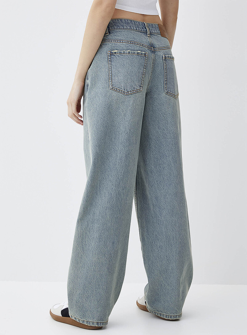 Twik: Le jean baggy taille basse <b>Coupe House</b> Bleu - Gris pour femme