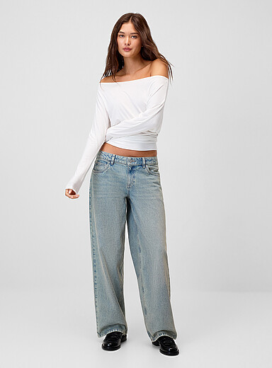 Twik Light Grey Baggy low-rise jean <b>House fit</b> for women