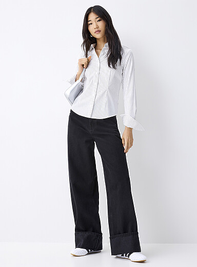 Twik Black XL cuff high-rise wide-leg jean <b>R&B fit</b> for women