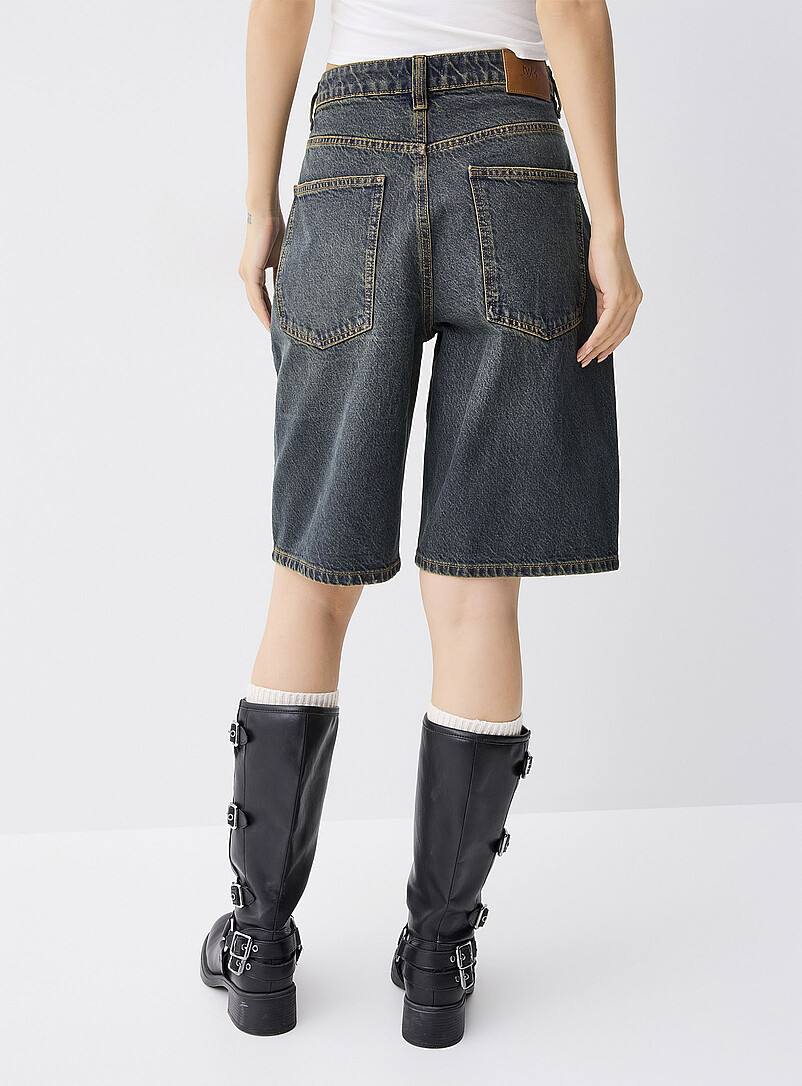 Twik Off White Accent-stitched jort for women