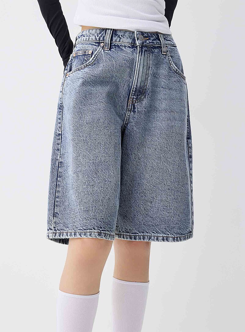 Twik Off White Accent-stitched jort for women