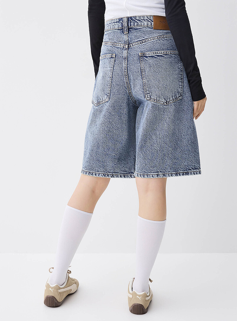 Twik: Le <i>jort</i> denim coutures accent Blanc cass&eacute; pour femme