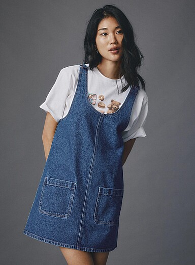 La robe-tablier denim &agrave; poches