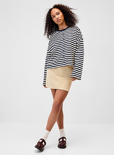 Twik Ivory/Cream Beige Corduroy skirt for women