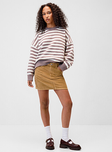 Twik Taupe Corduroy skirt for women