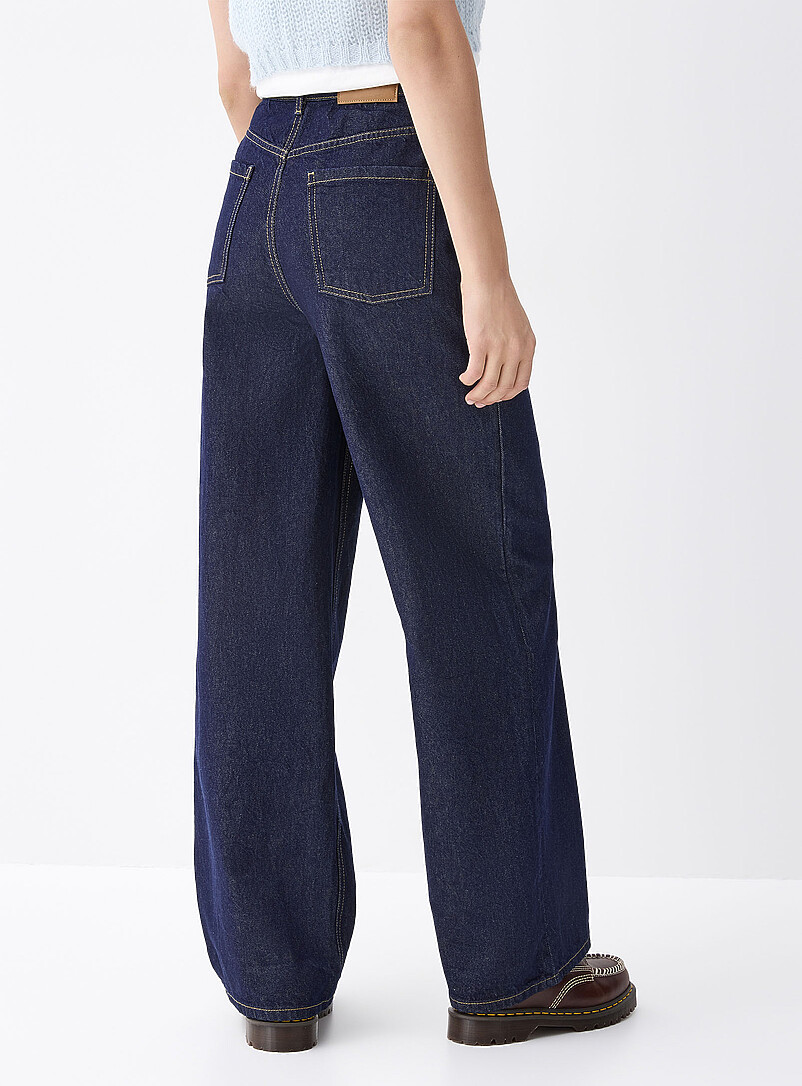 Twik: Le jean jambe large taille haute <b>Coupe R&B</b> Blanc cass&eacute; pour femme