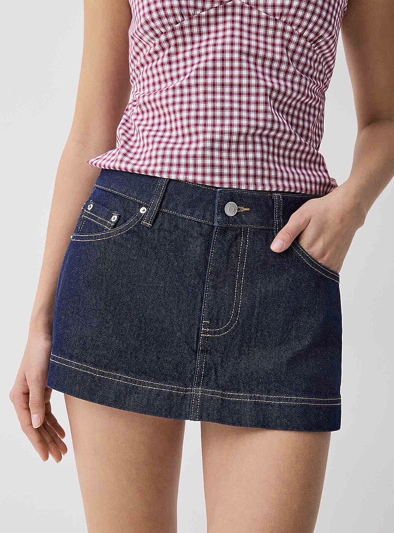 Twik: La minijupe-short jean Bleu marine - Bleu nuit pour femme