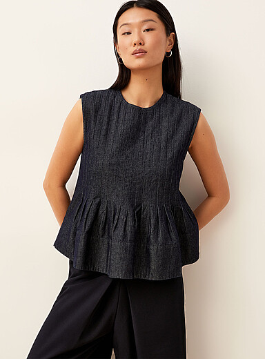 La camisole denim l&eacute;ger taille basque