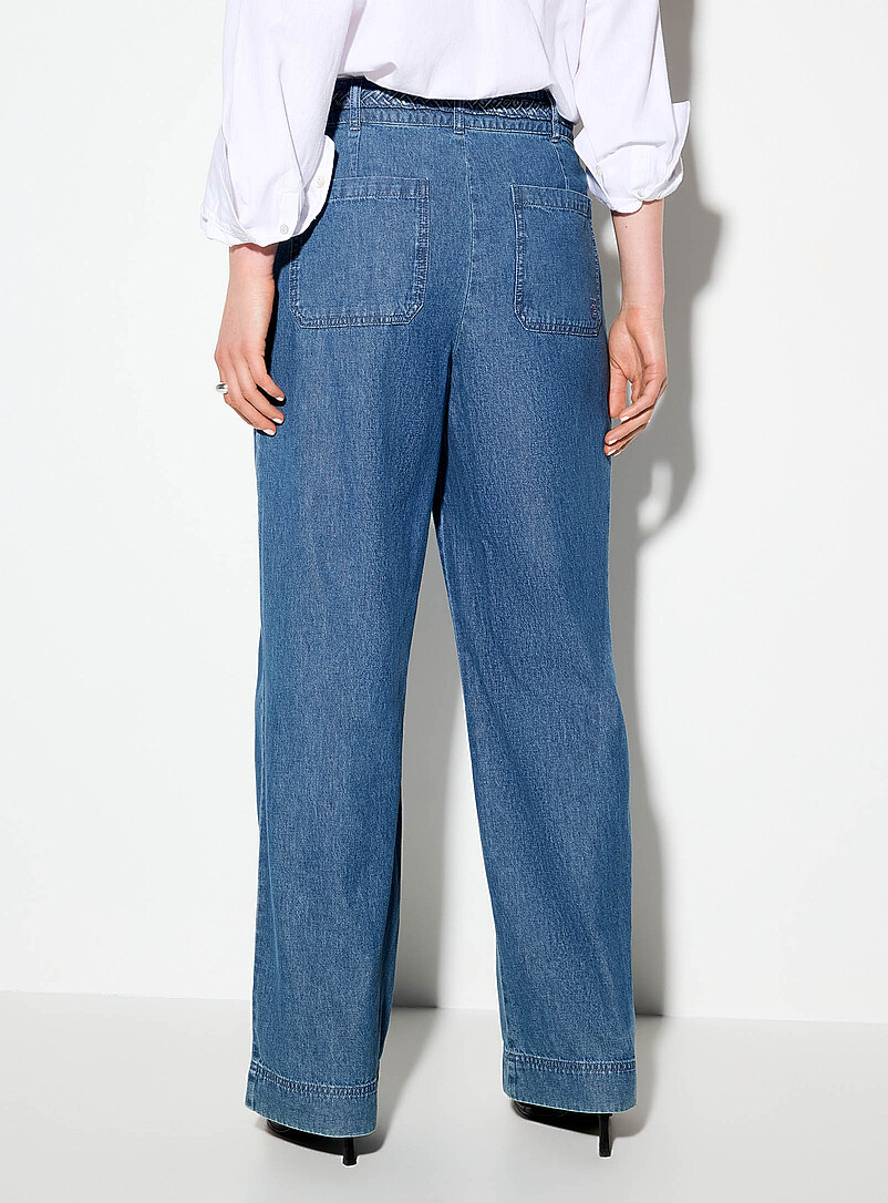 Ic&ocirc;ne: Le jean large ceinture tress&eacute;e denim l&eacute;ger Bleu pour femme