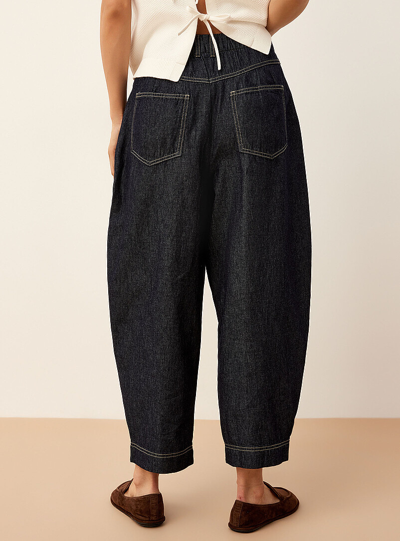 Ic&ocirc;ne: Le jean ballon &agrave; plis denim l&eacute;ger Bleu pour femme
