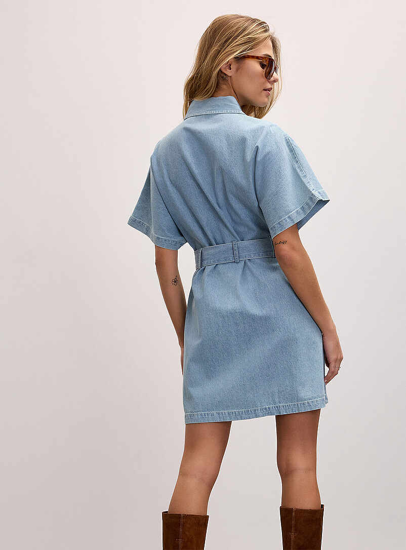 Belted lightweight denim shirtdress | Icône | Women's Short