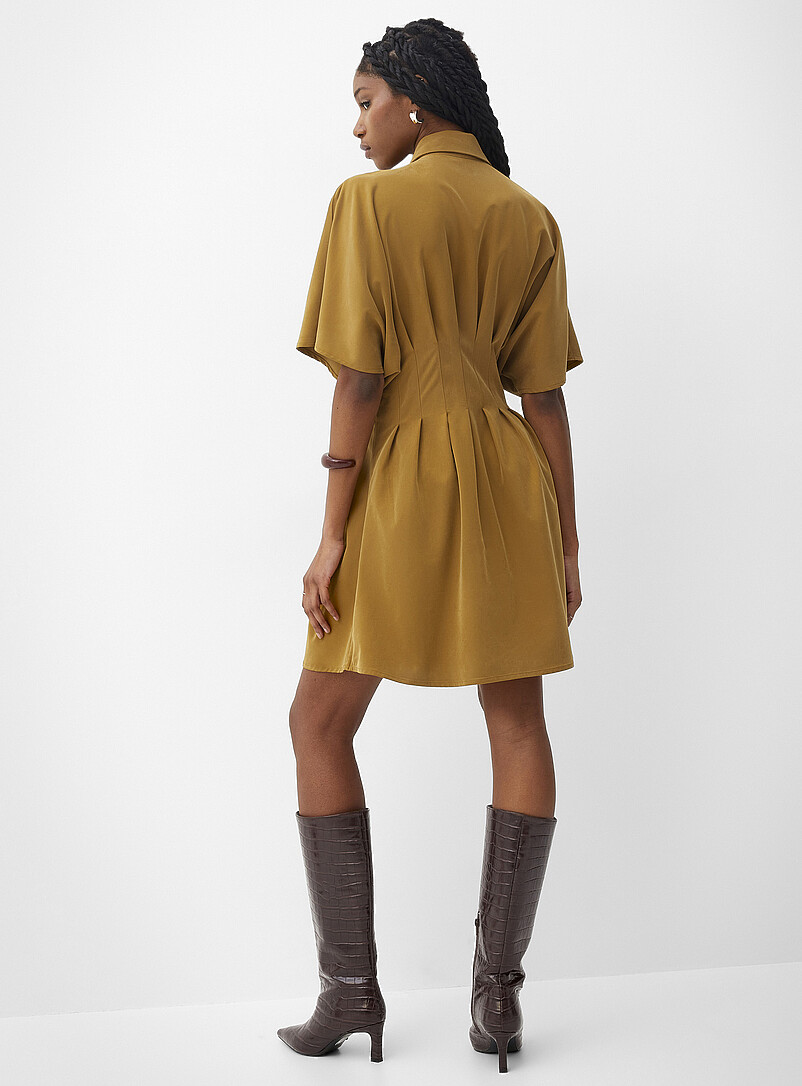 Ic&ocirc;ne: La minirobe cintr&eacute;e &agrave; plis Vert fonc&eacute; - Mousse pour femme