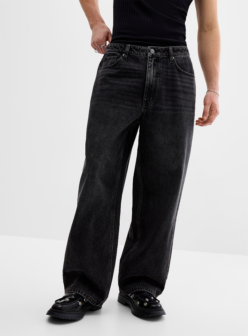 Djab: Le jean 5 poches noir d&eacute;lav&eacute; <b>Coupe Camden - Ample</b> Noir pour homme