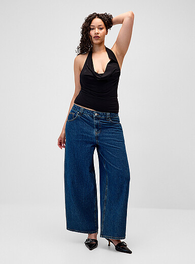 Twik: Le jean boyfriend jambe extra-ample <b>Coupe Rave</b> Bleu royal - Saphir pour femme