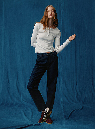 Twik Dark Wash High-rise straight-leg jean <b>Soul fit</b> for women
