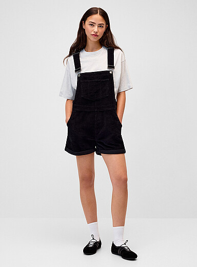 Twik Black Corduroy overall-short for women