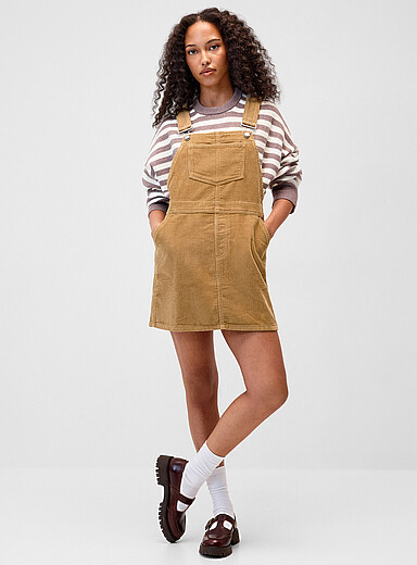Twik Sand Corduroy overalls dress for women