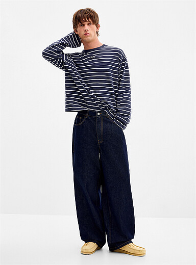 Djab Indigo/Dark Blue Indigo 5-pocket wide-leg jean <b>Camden fit - Baggy</b> for men