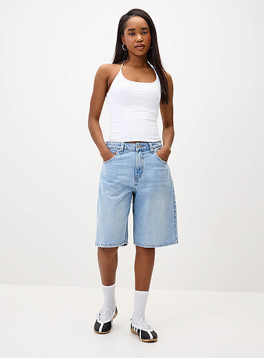 Le jort denim coutures accent