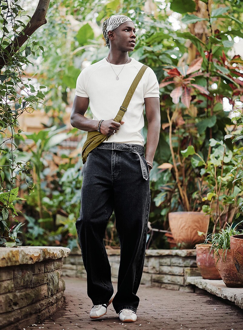 Faded-Black Belted Jean Bristol Fit - Baggy