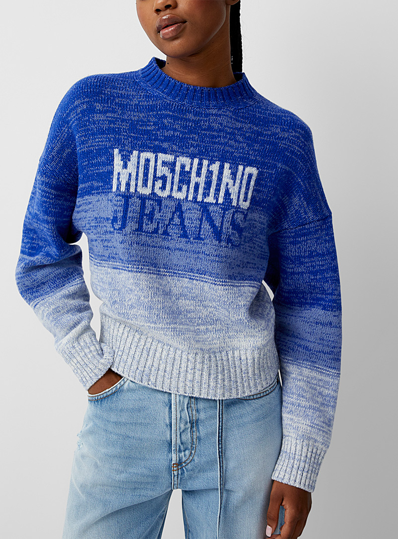Moschino Jeans Patterned Blue Logo blue sweater for women