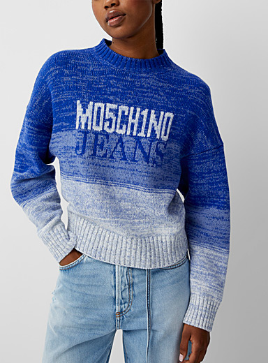 Moschino Jeans Patterned Blue Logo blue sweater for women