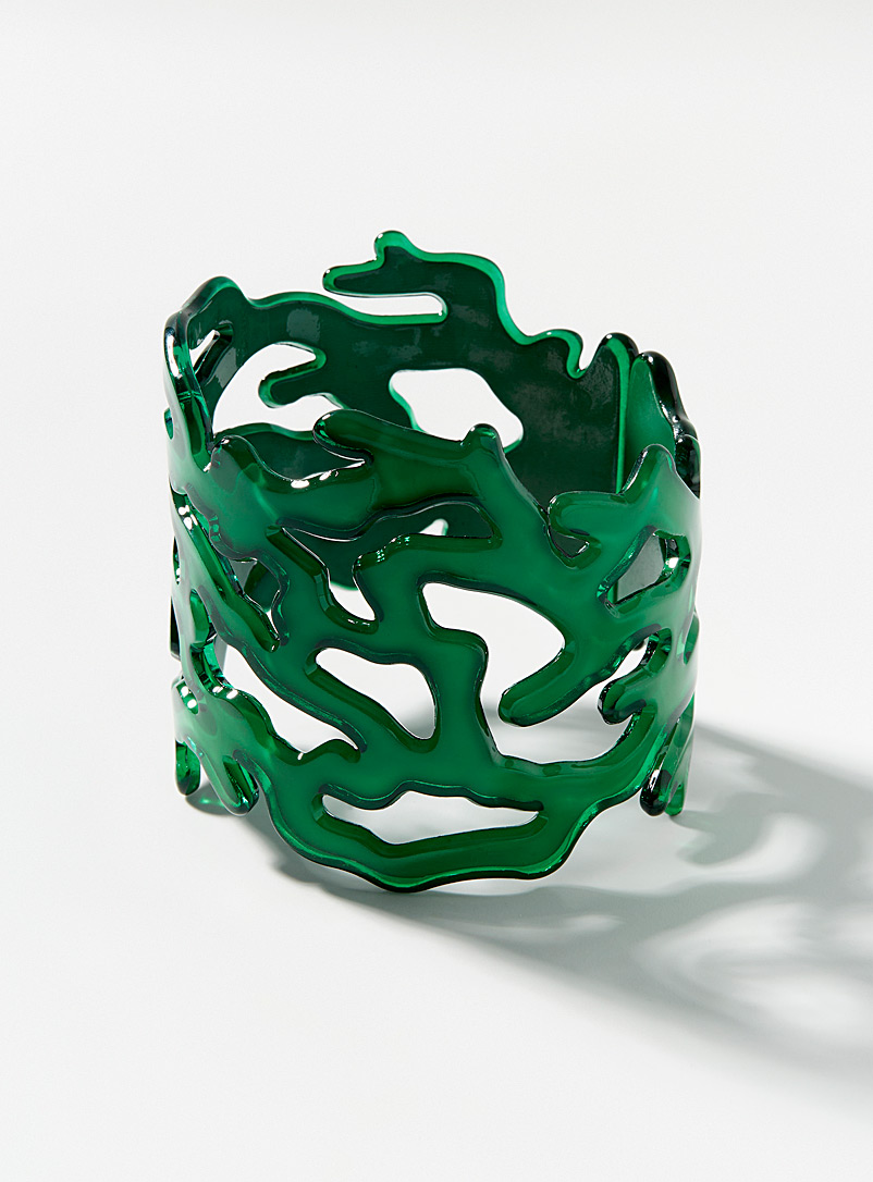 Simons Kelly Green Wide coral acetate bracelet for women