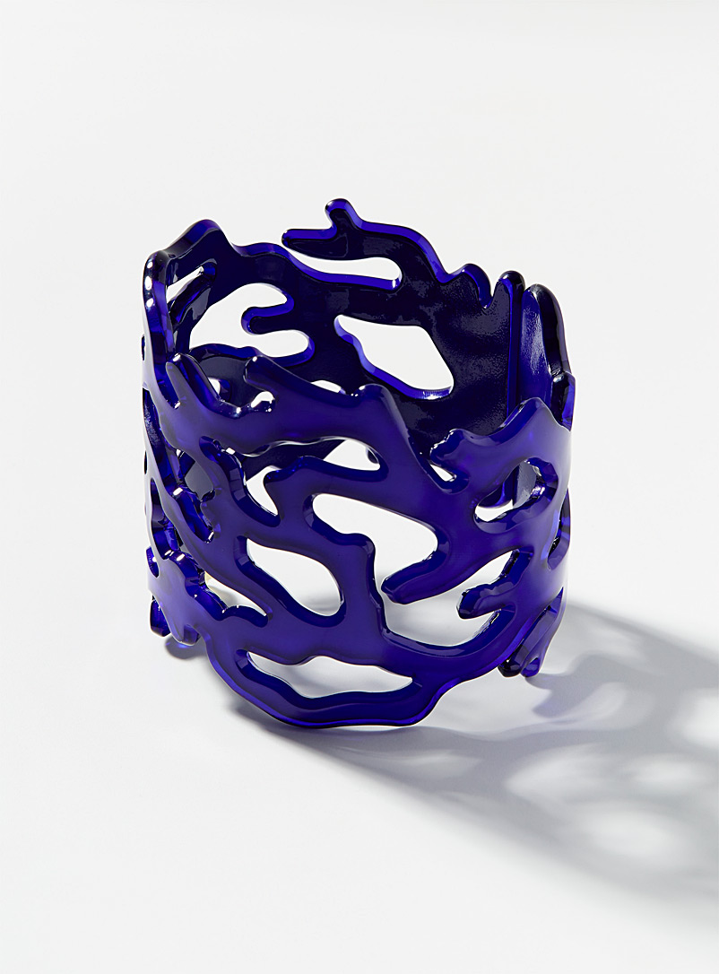 Simons: Le large bracelet acétate corail Bleu royal - Saphir pour femme
