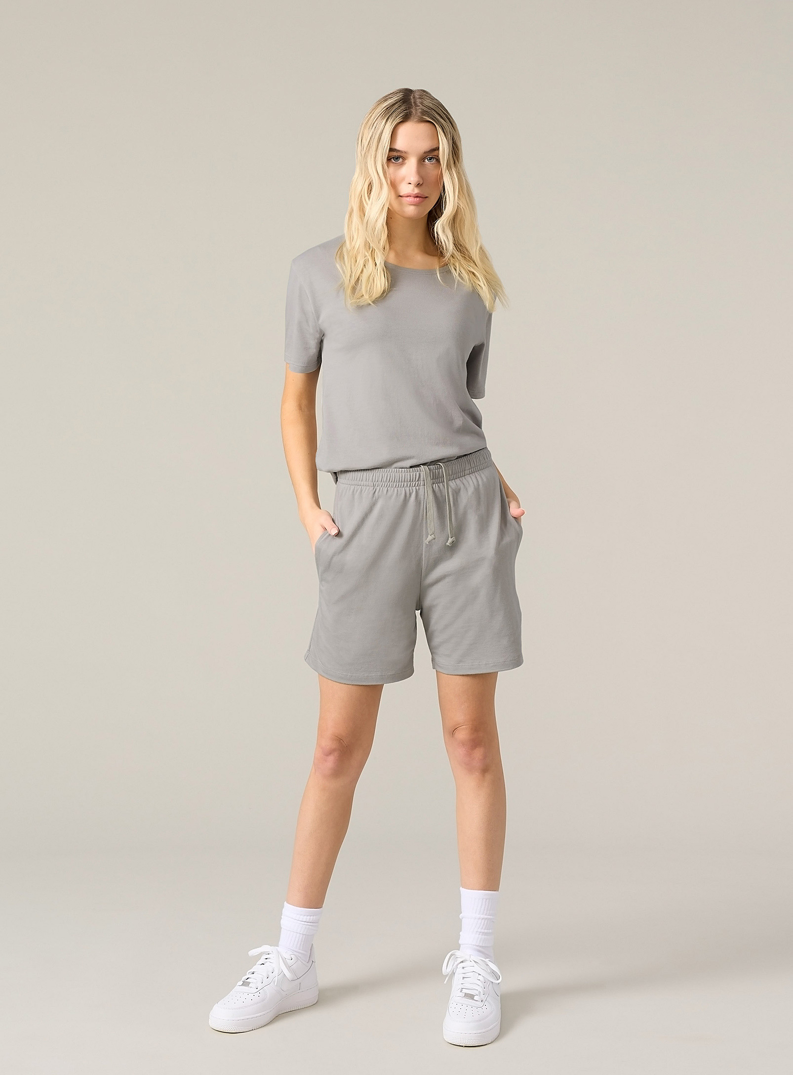 Slowing Organic Cotton And Bamboo Lightweight Lounge Short Unisex In Light Grey