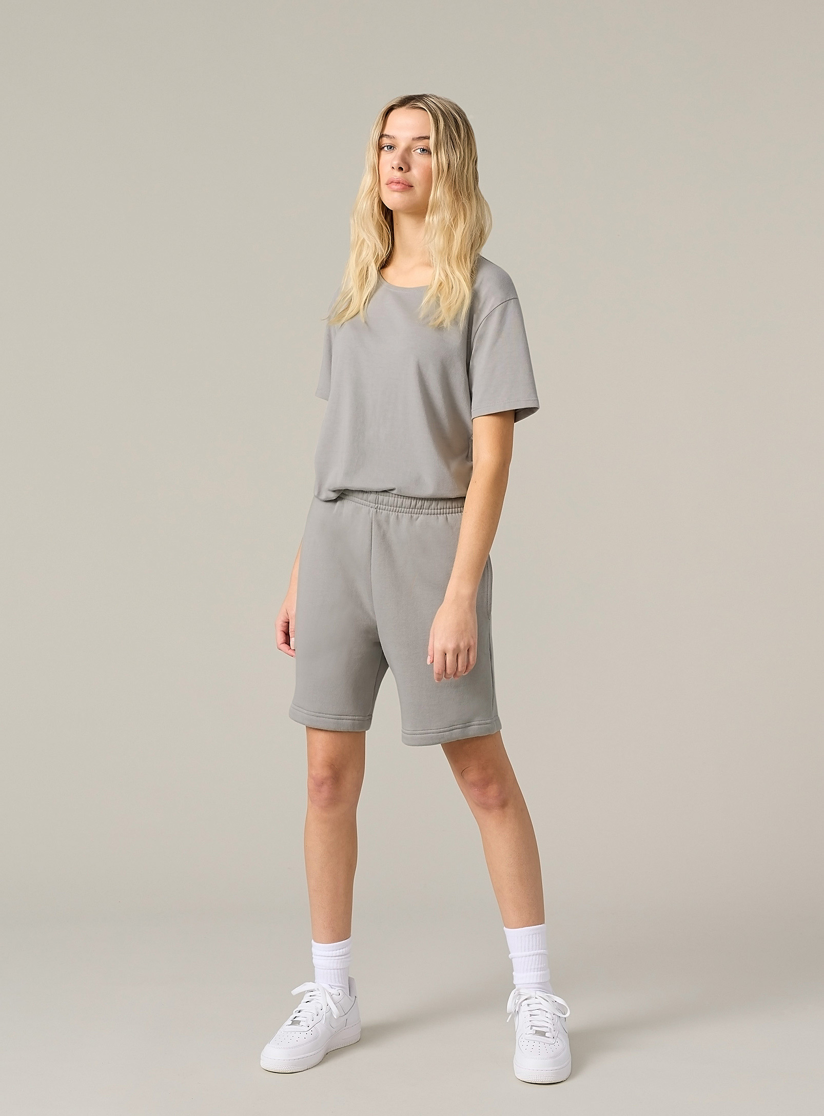 Slowing Organic Cotton And Bamboo Lounge Short Unisex In Light Grey