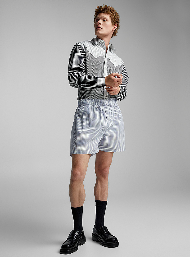 Maison Margiela White Striped poplin shorts for men