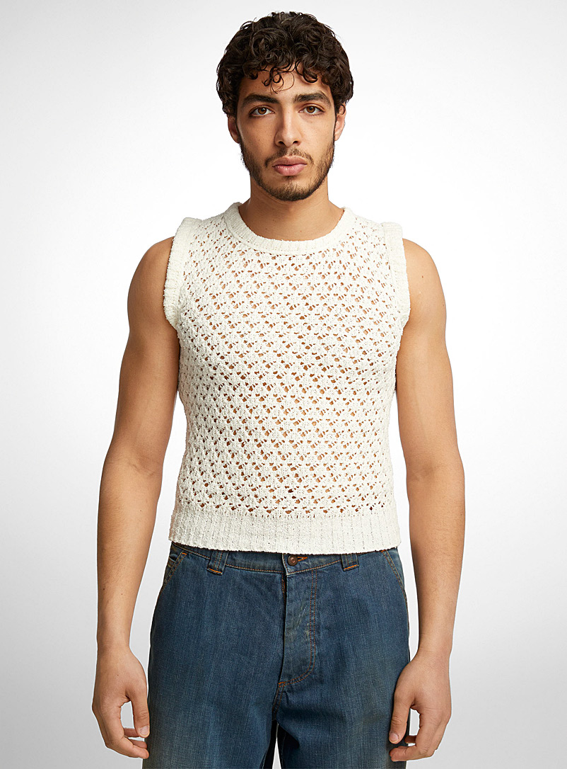 Maison Margiela White Paper pointelle sweater vest for men