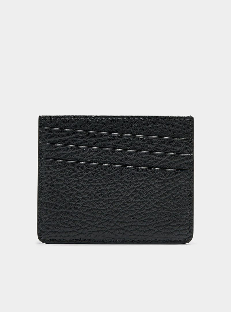 Maison Margiela Black Topstitched details leather card case for men