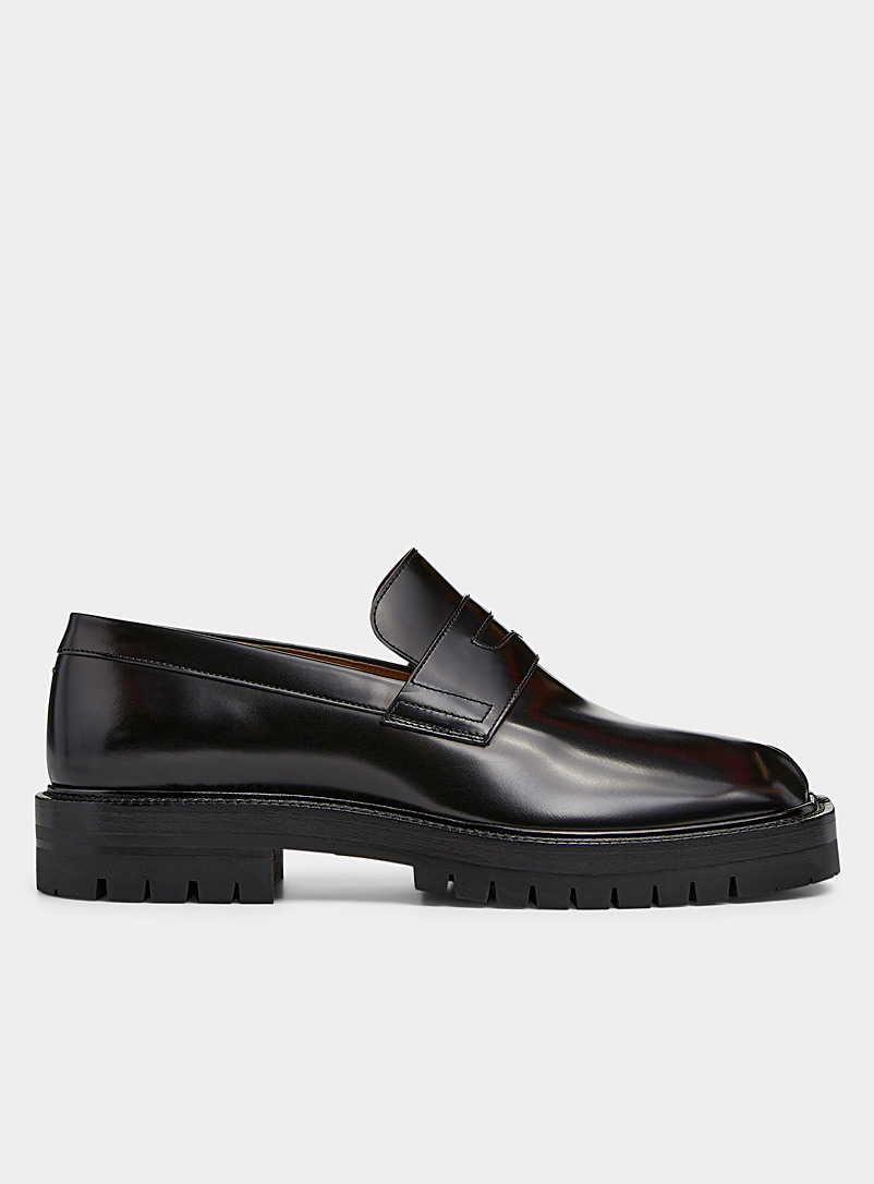 Maison Margiela Black Tabi leather loafers Men for men