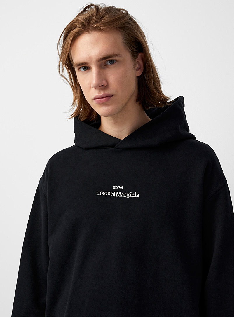 Maison Margiela Black Inverted signature hooded sweatshirt for men