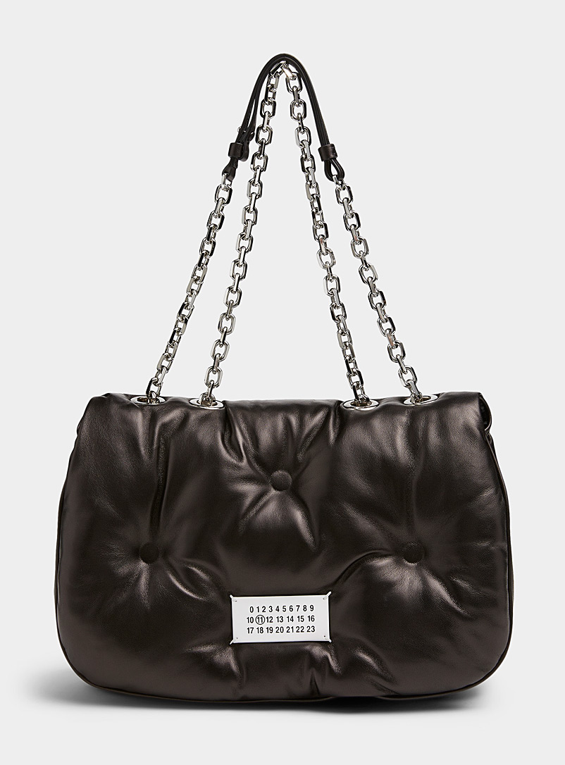 Maison Margiela Black Glam Slam tufted medium flap bag for women