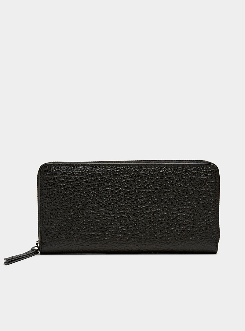 Maison Margiela Black Topstitched details zippered wallet for women