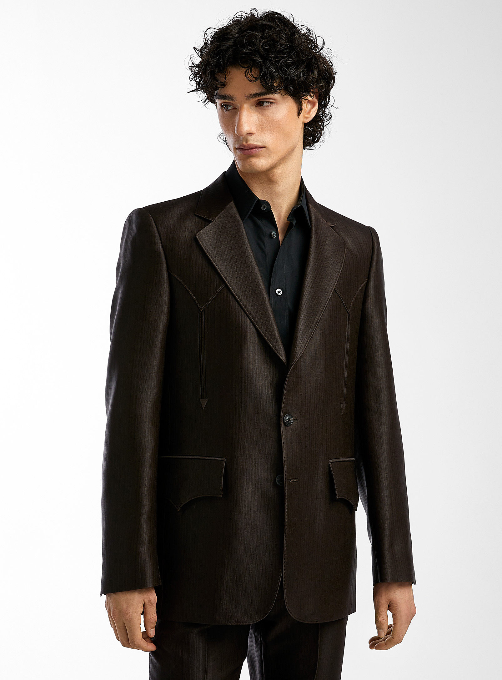 Maison Margiela Western Touches Glossy Jacket In Brown
