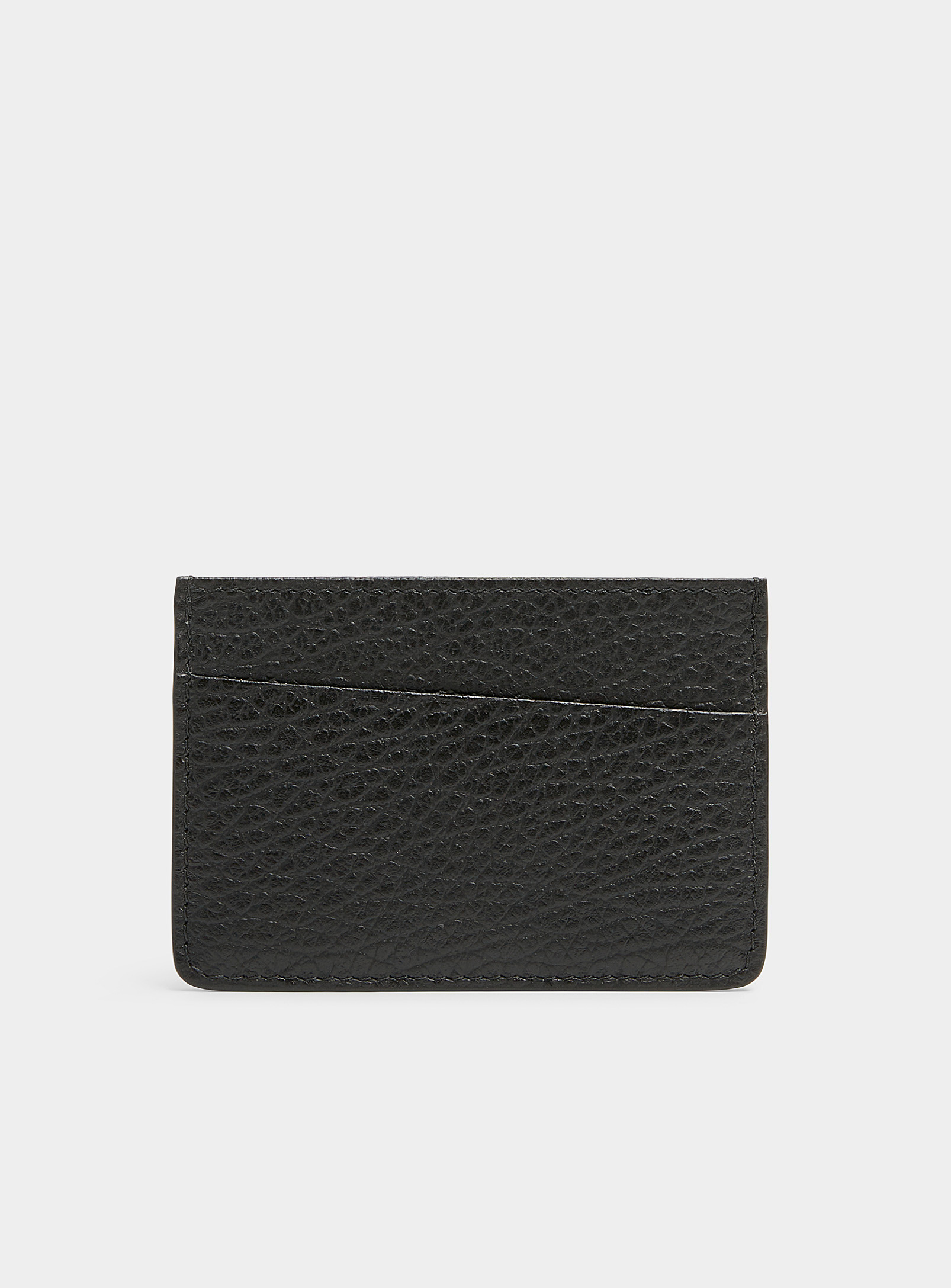 Maison Margiela Topstitched Details Leather Small Card Case In Black