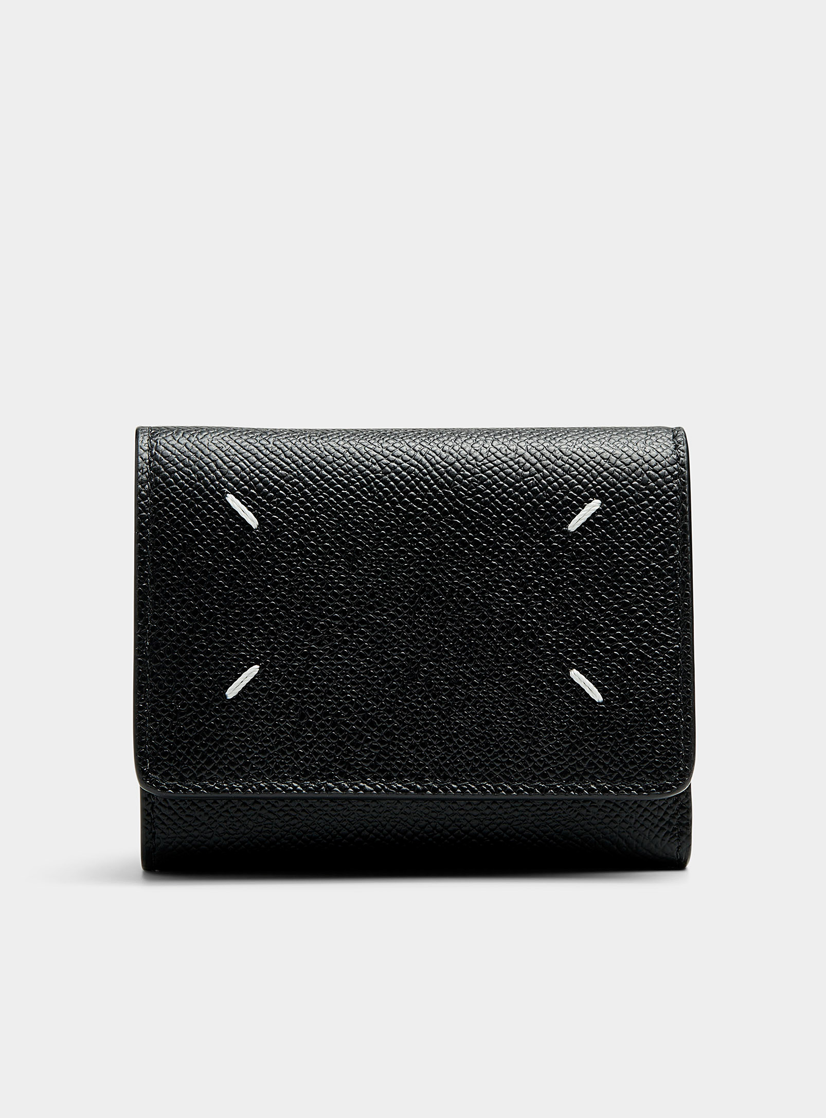 Maison Margiela Topstitched Details Leather Wallet In Black